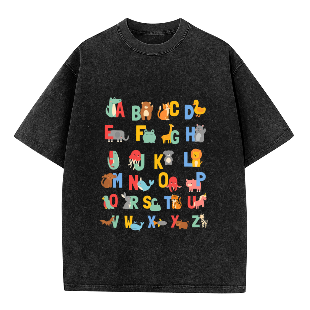 Unisex washed graphic T-shirt with Teacher themed design, product image
