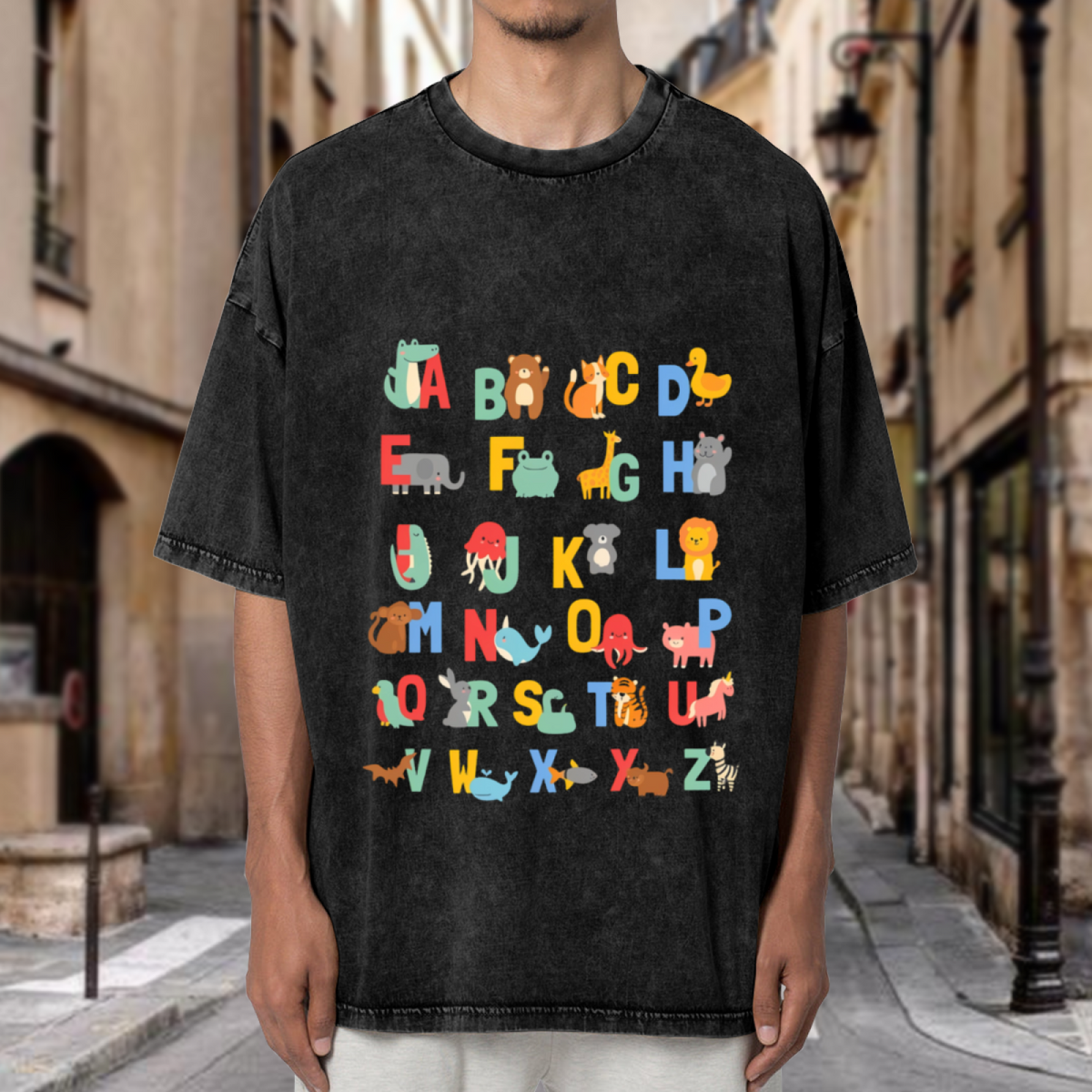 Unisex washed graphic T-shirt with Teacher themed design, product image