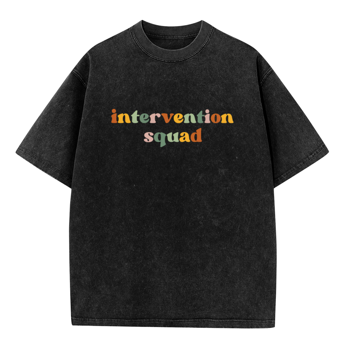 Unisex washed graphic T-shirt with Intervention Squad T-shirt Teacher themed design, product image