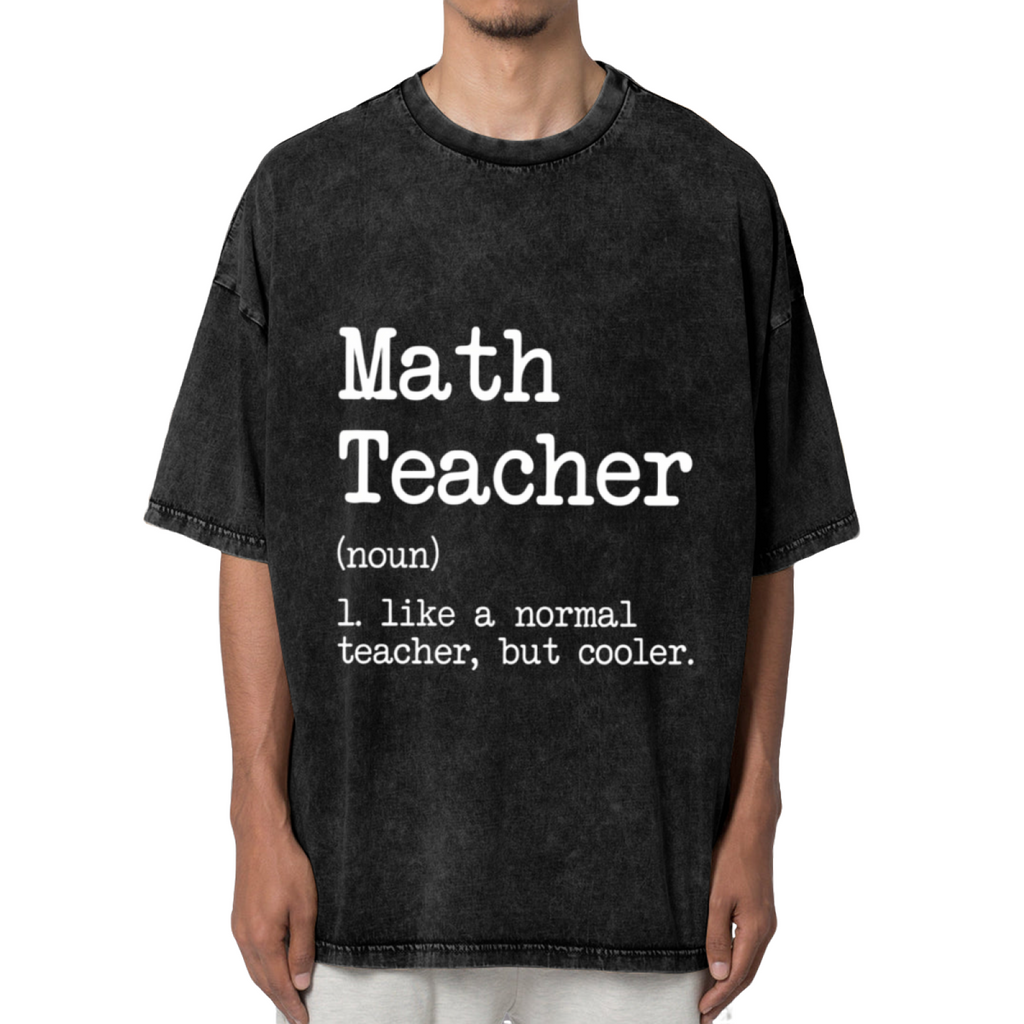 Unisex washed graphic T-shirt with Math Teacher Like A Normal Teacher But Cooler Math Teacher themed design, product image