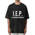 Unisex washed graphic T-shirt with IEP themed design, product image