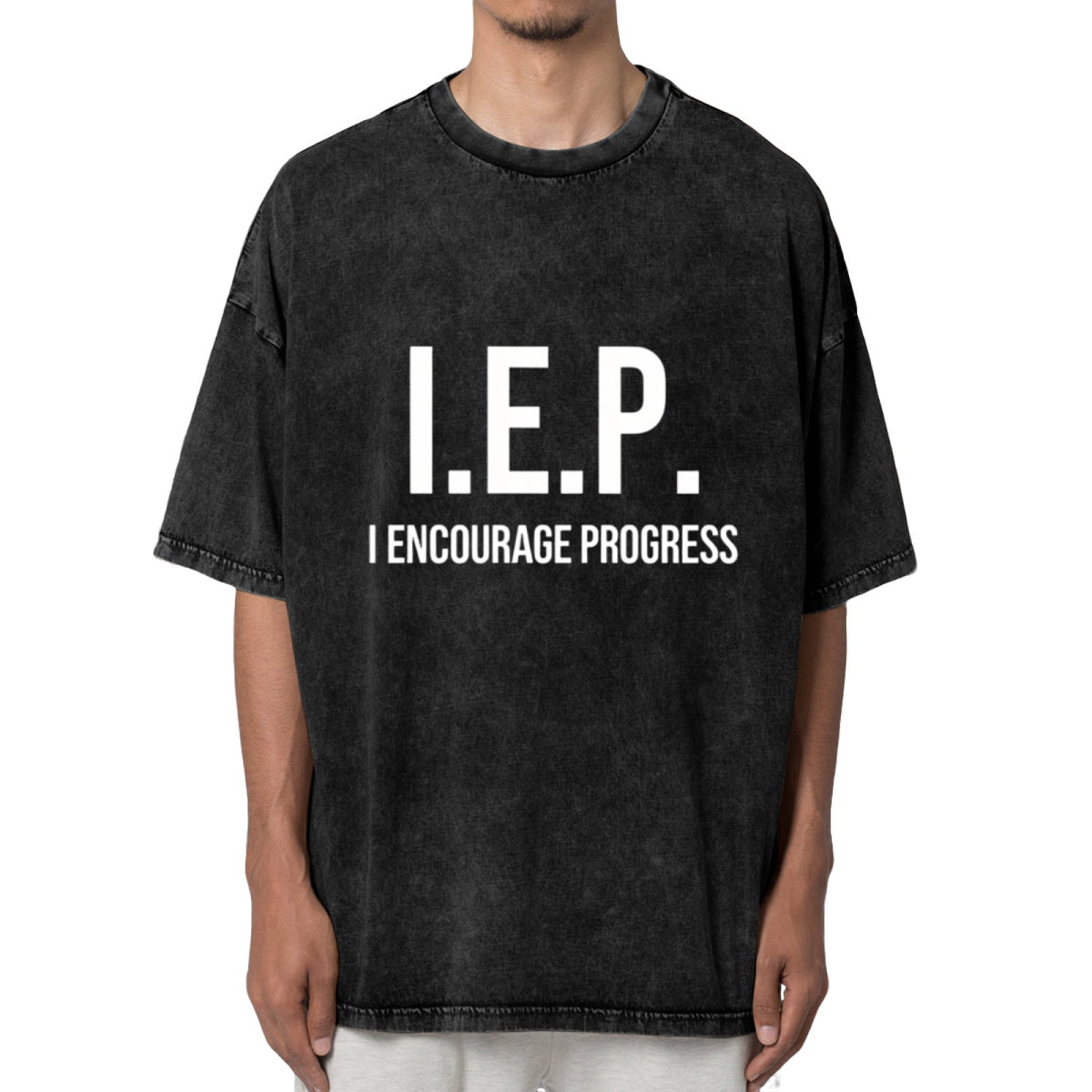 Unisex washed graphic T-shirt with IEP themed design, product image