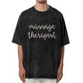 Product image of washed graphic T-shirt featuring 'Massage Therapy' statement design