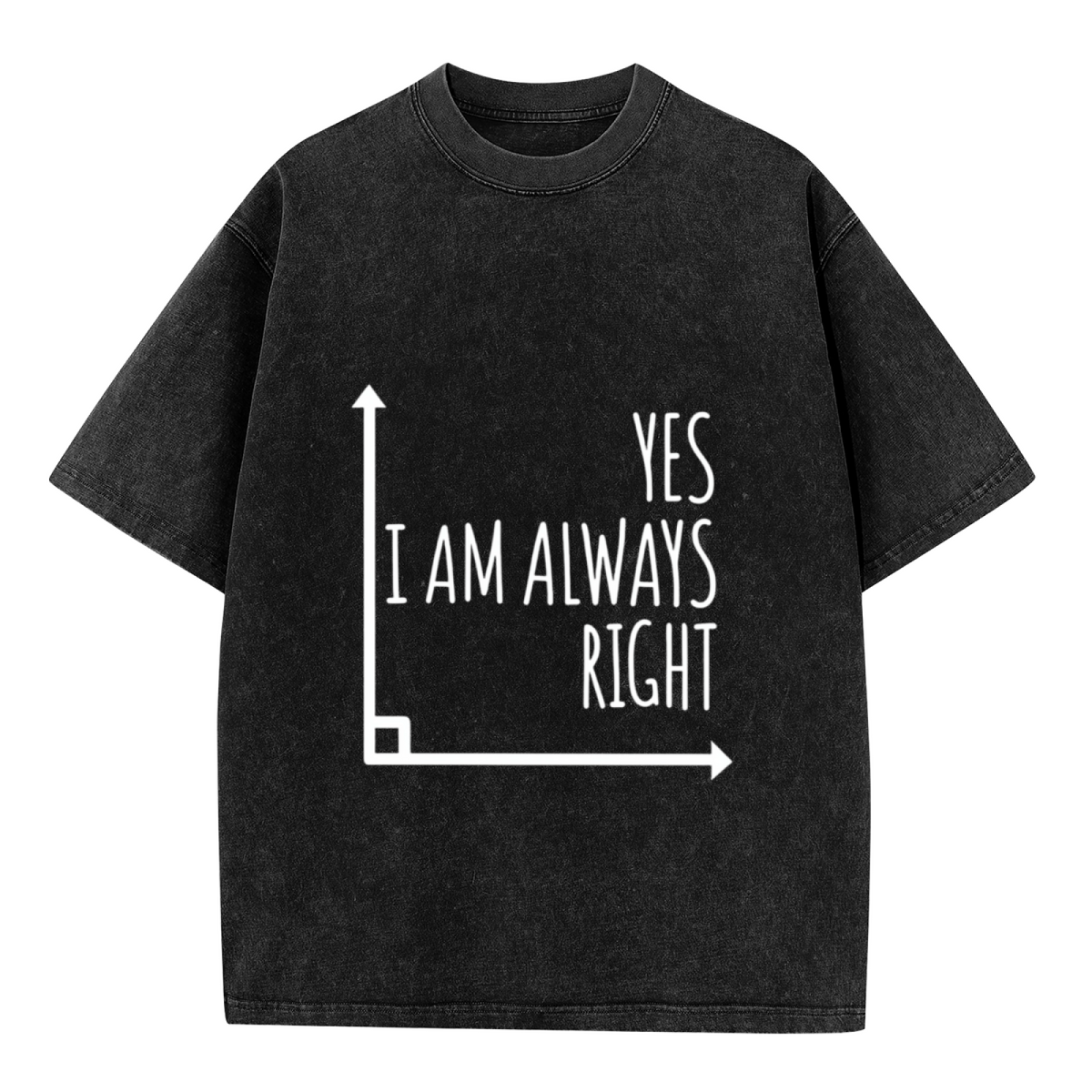 Unisex washed graphic T-shirt with Yes I Am Always Right themed design, product image