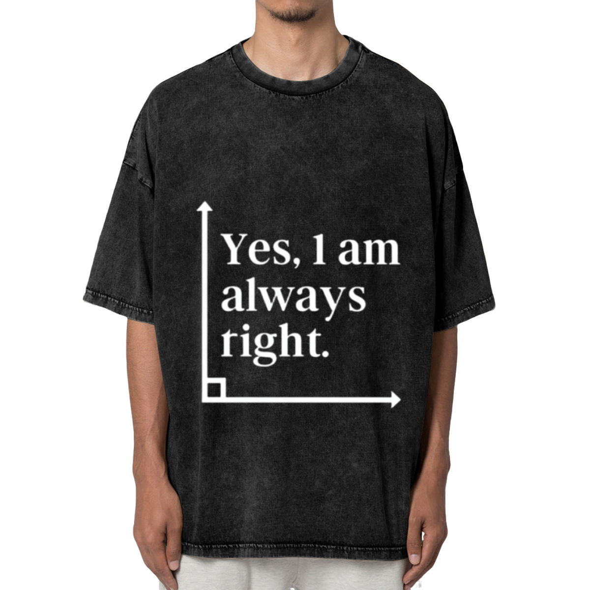 Unisex washed graphic T-shirt with Yes I Am Always Right themed design, product image