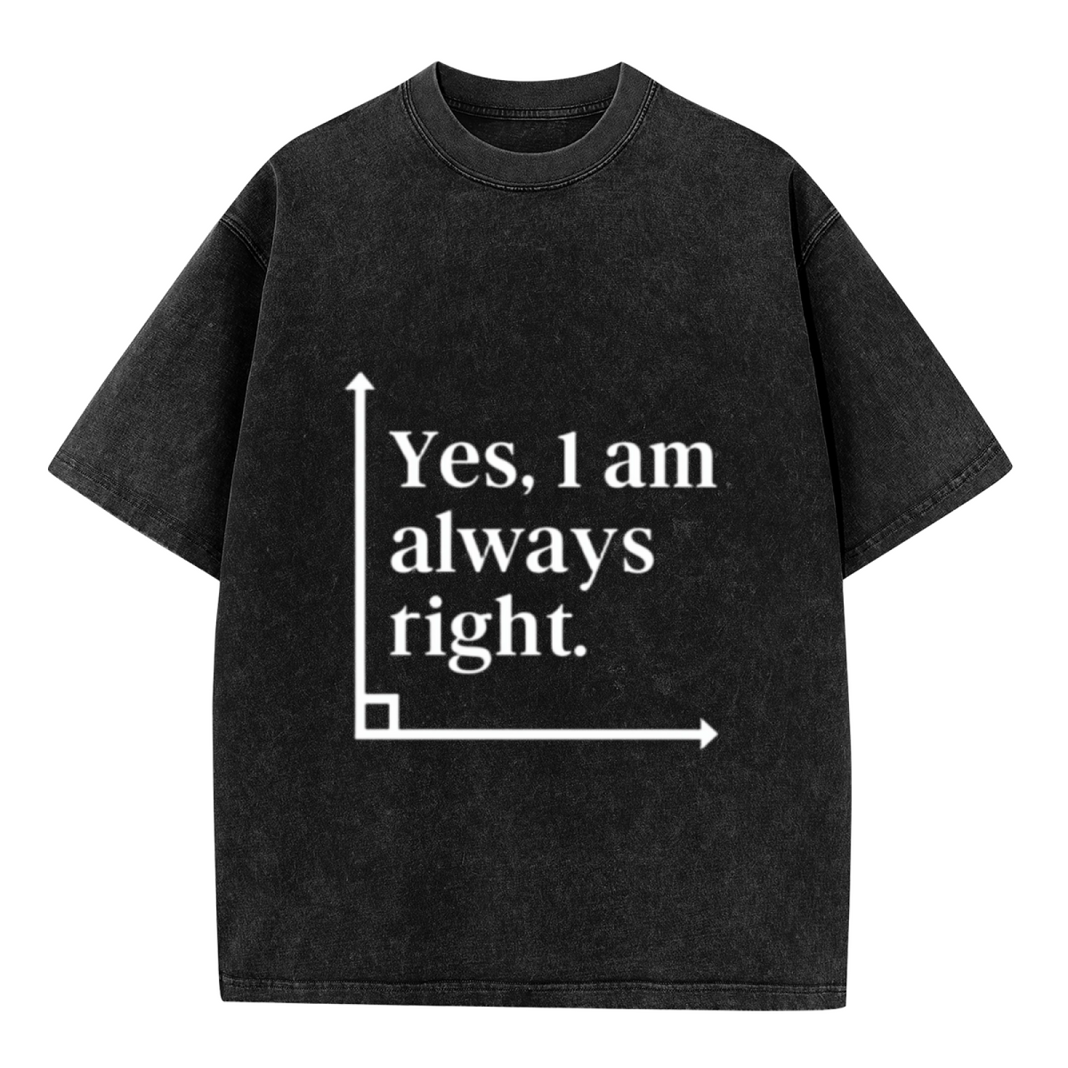 Unisex washed graphic T-shirt with Yes I Am Always Right themed design, product image