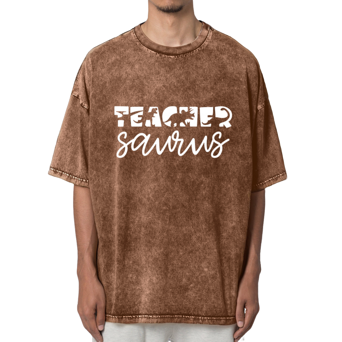 Teachersaurus Dinosaur Shirt For Teacher Washed Graphic T-Shirt