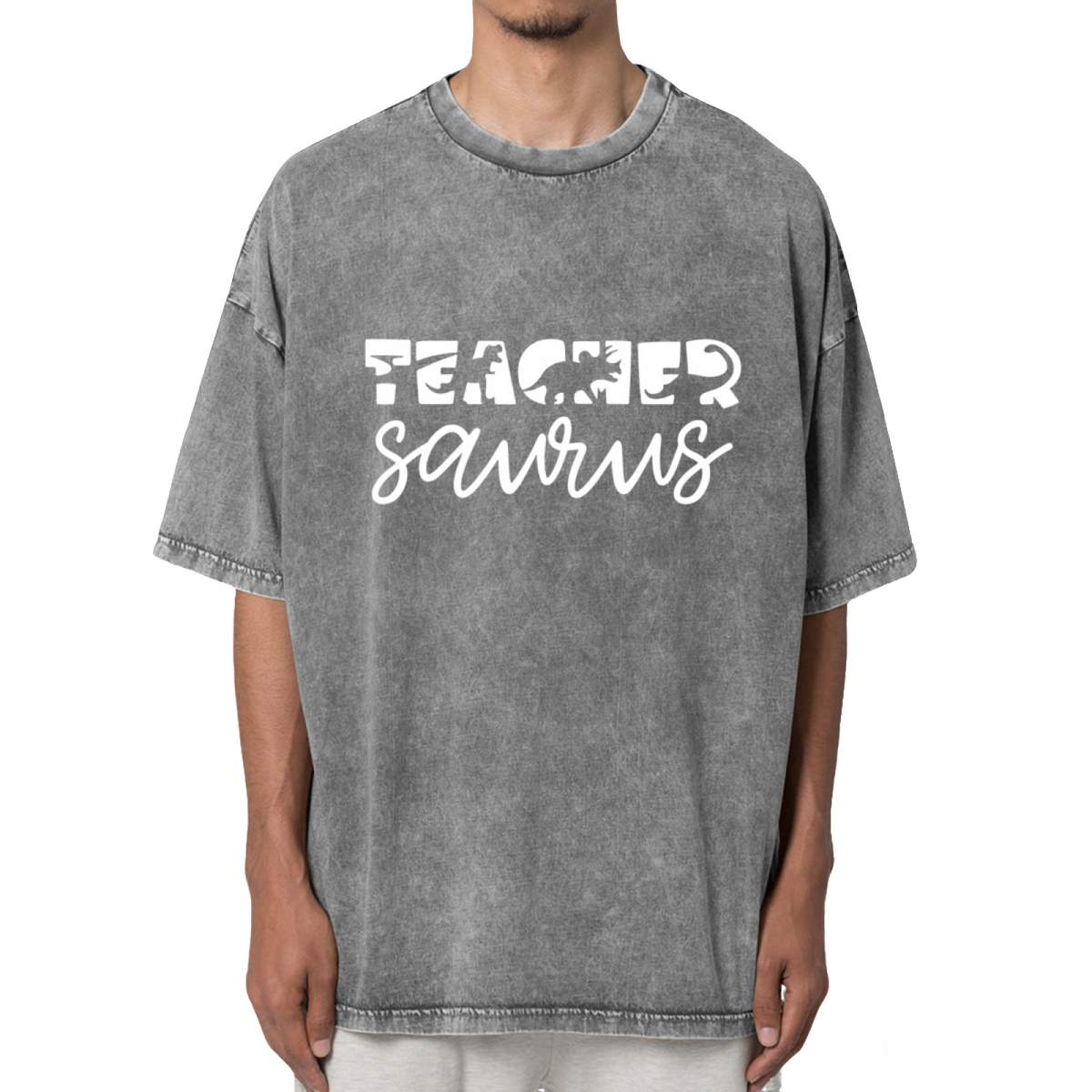 Teachersaurus Dinosaur Shirt For Teacher Washed Graphic T-Shirt
