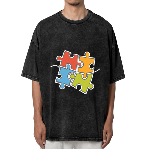 Product image of washed graphic T-shirt featuring 'Autism Awareness' statement design