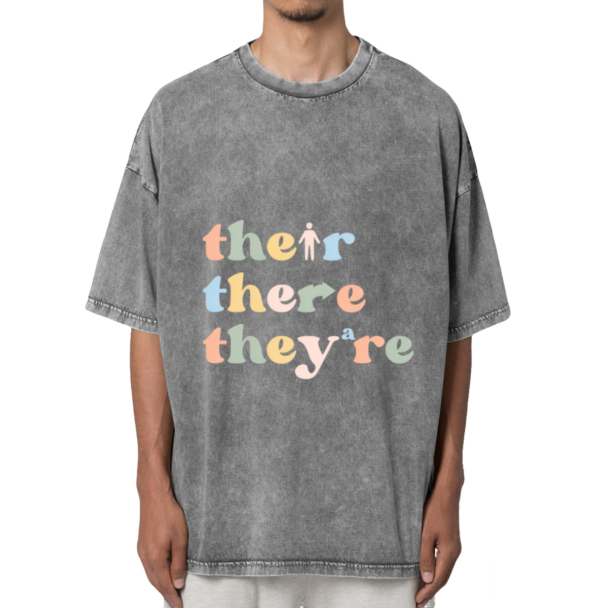 Their There They’re Grammar English Washed Graphic T-Shirt