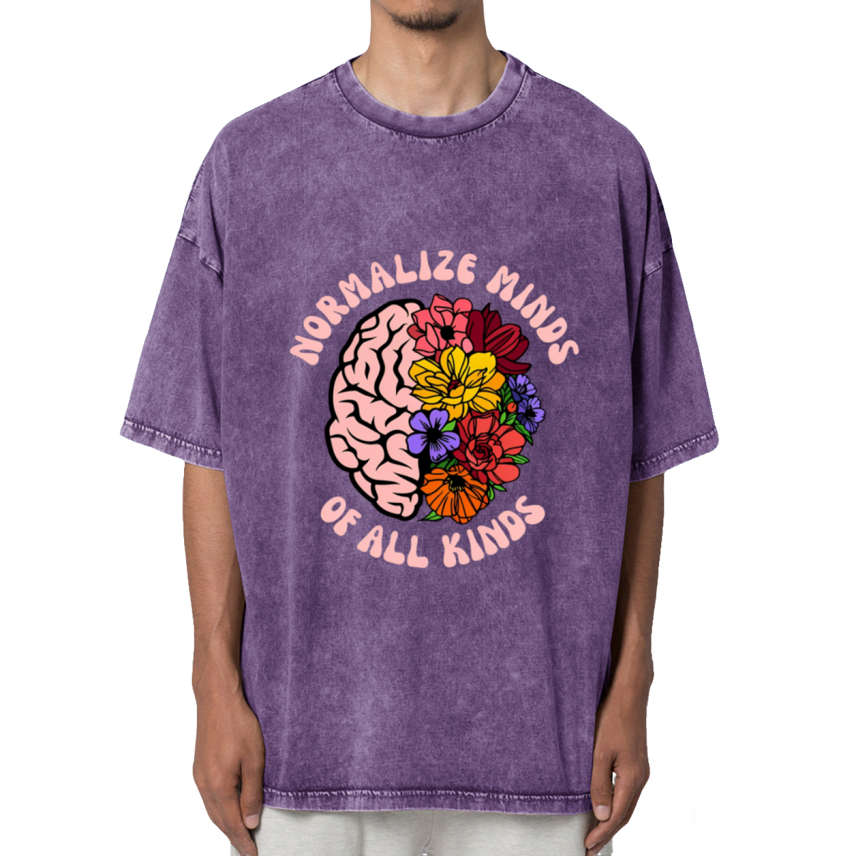 Normalize Minds Of All Kinds Inclusion Washed Graphic T-Shirt