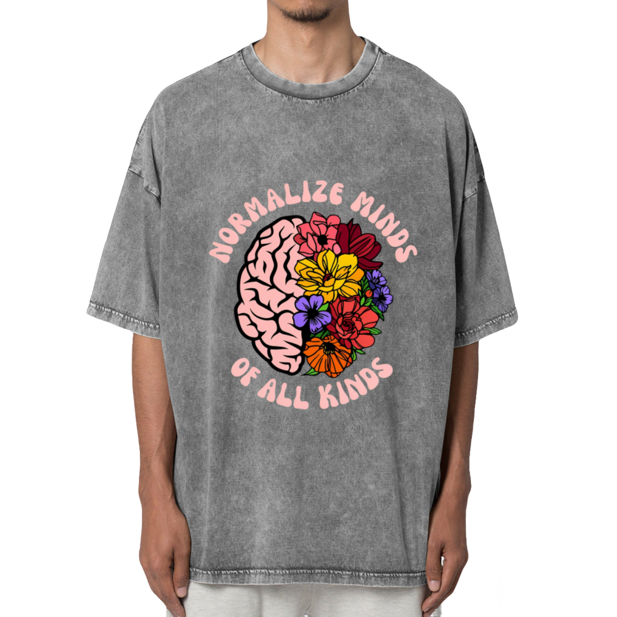Normalize Minds Of All Kinds Inclusion Washed Graphic T-Shirt
