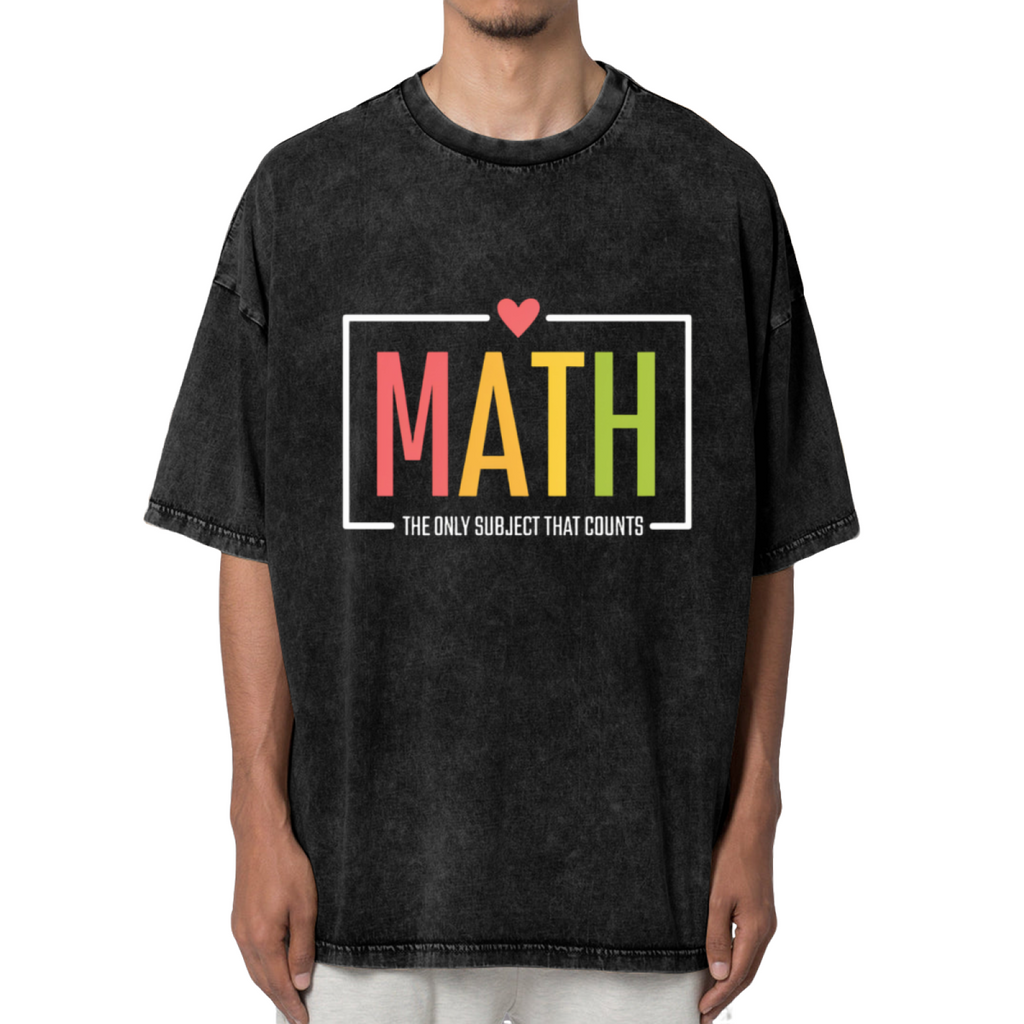 Unisex washed graphic T-shirt with Math The Only Subject That Counts themed design, product image