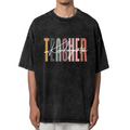Unisex washed graphic T-shirt with Kindergarten Teacher themed design, product image