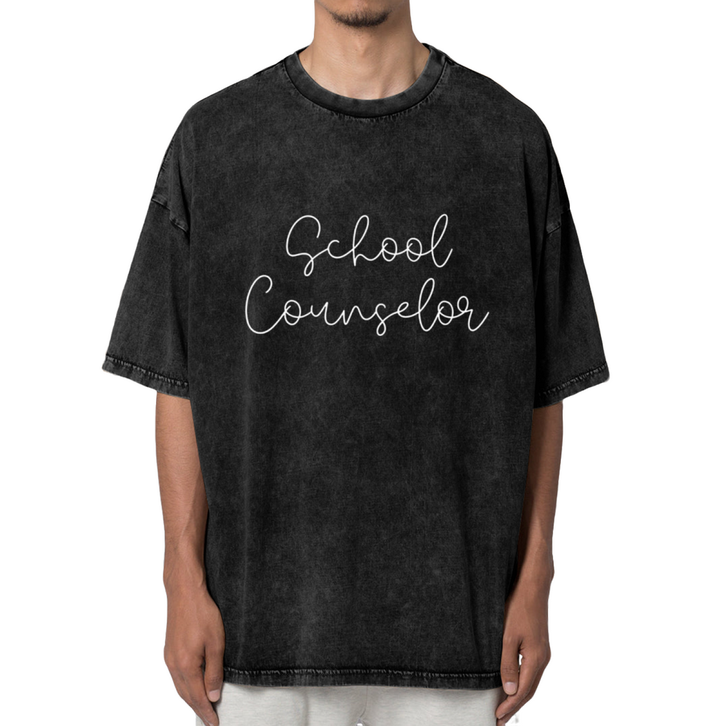 Unisex washed graphic T-shirt with School Counselor Shirt Counselor Shirt Shirts For School Counselors Counselor Tee Teacher Shirts Teacher Tees OK themed design, product imag
