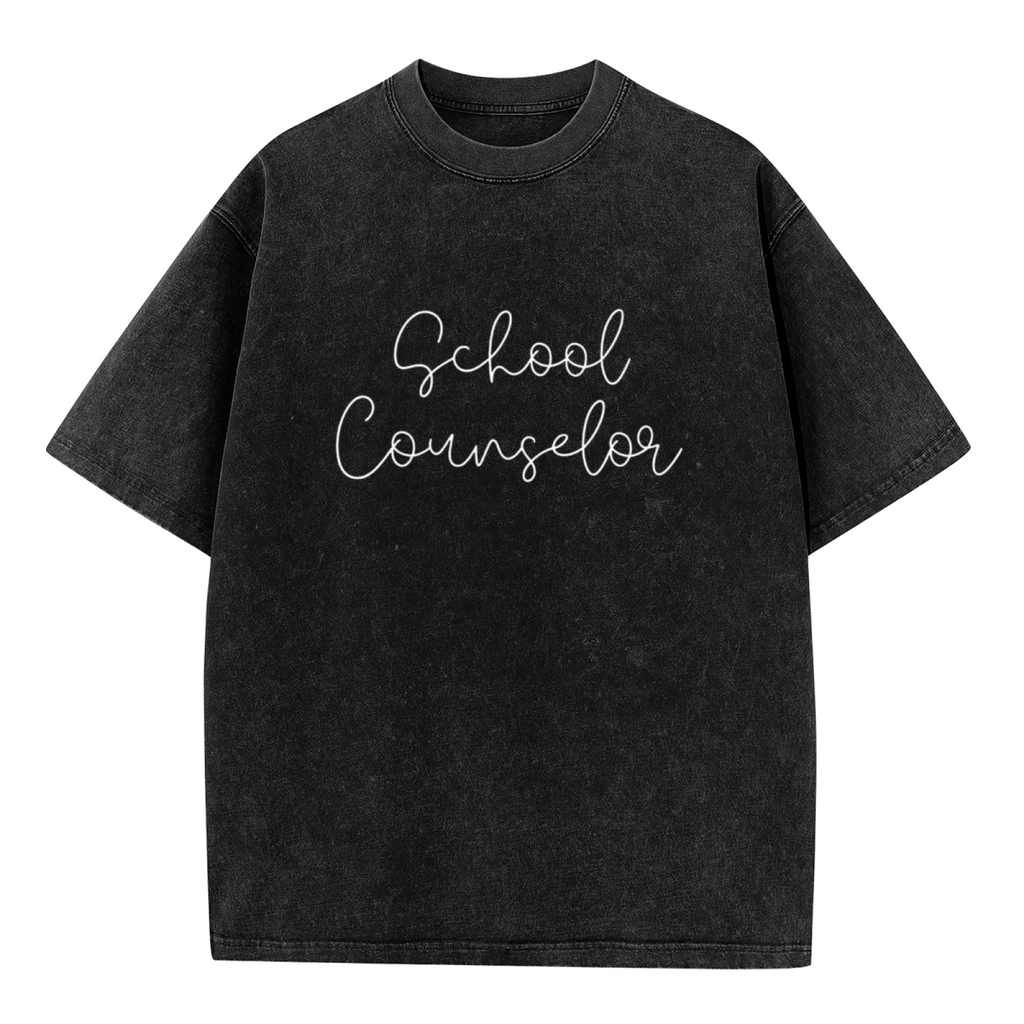 Unisex washed graphic T-shirt with School Counselor Shirt Counselor Shirt Shirts For School Counselors Counselor Tee Teacher Shirts Teacher Tees OK themed design, product imag