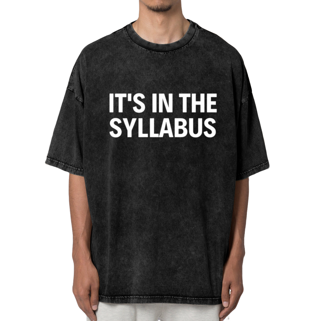 Unisex washed graphic T-shirt with It's In The Syllabus Gifts For Teachers Teacher Appreciation Back To School Elementary Teacher Teacher T-shirt Cute Teacher themed design, p