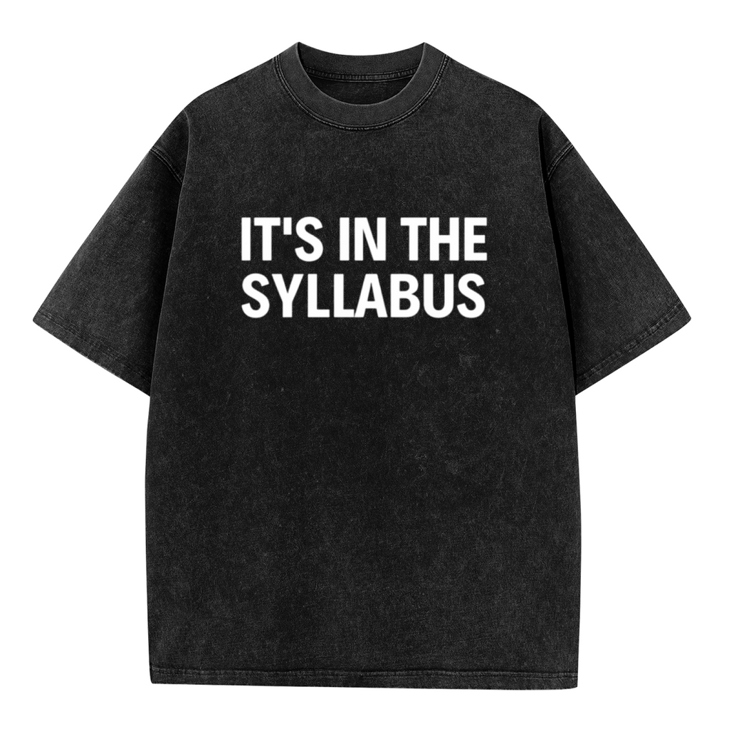 Unisex washed graphic T-shirt with It's In The Syllabus Gifts For Teachers Teacher Appreciation Back To School Elementary Teacher Teacher T-shirt Cute Teacher themed design, p