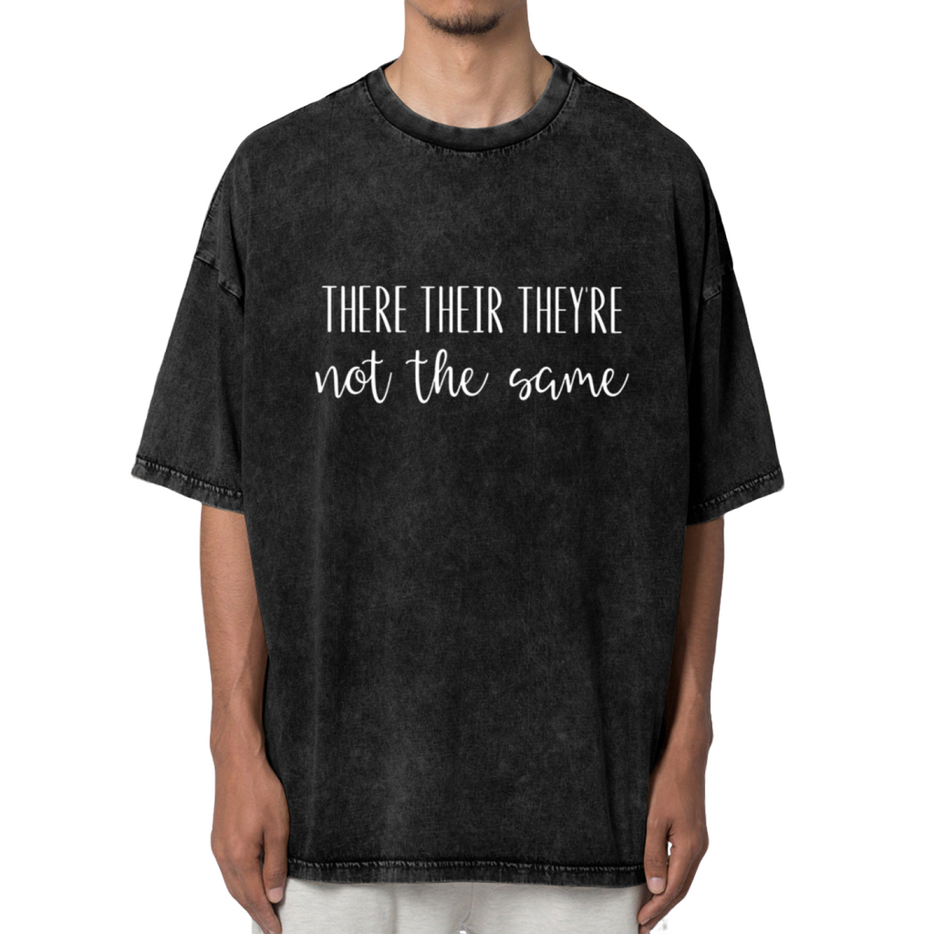 Unisex washed graphic T-shirt with There Their They're themed design, product image