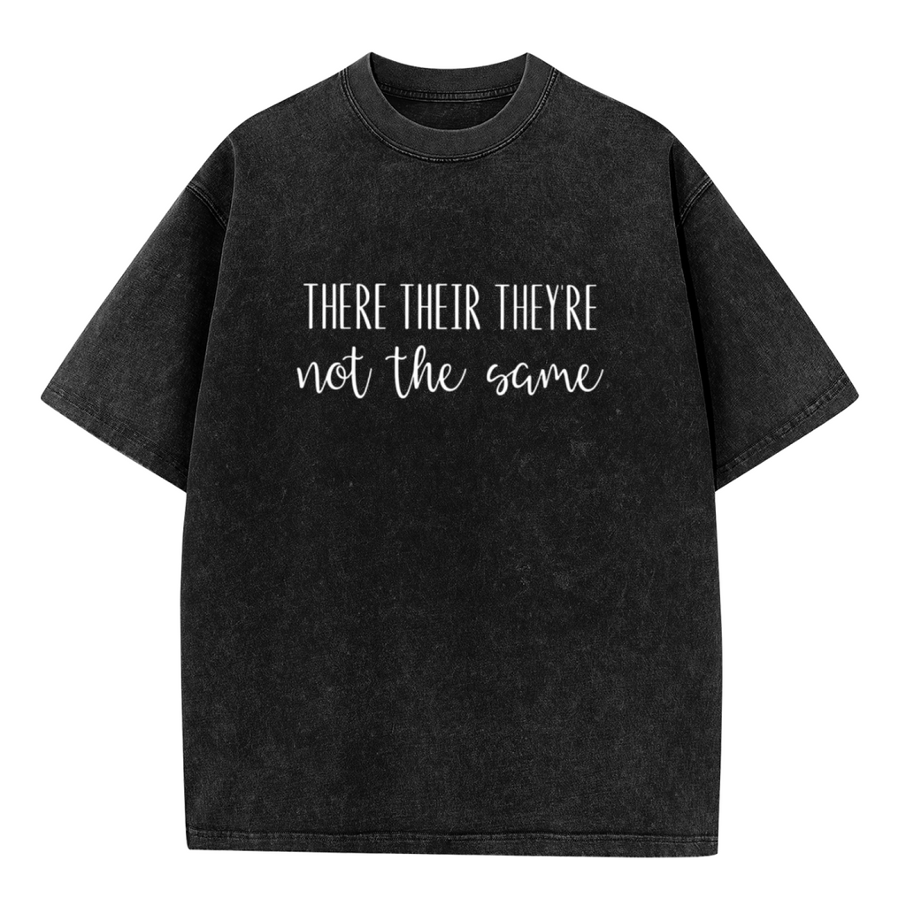 Unisex washed graphic T-shirt with There Their They're themed design, product image