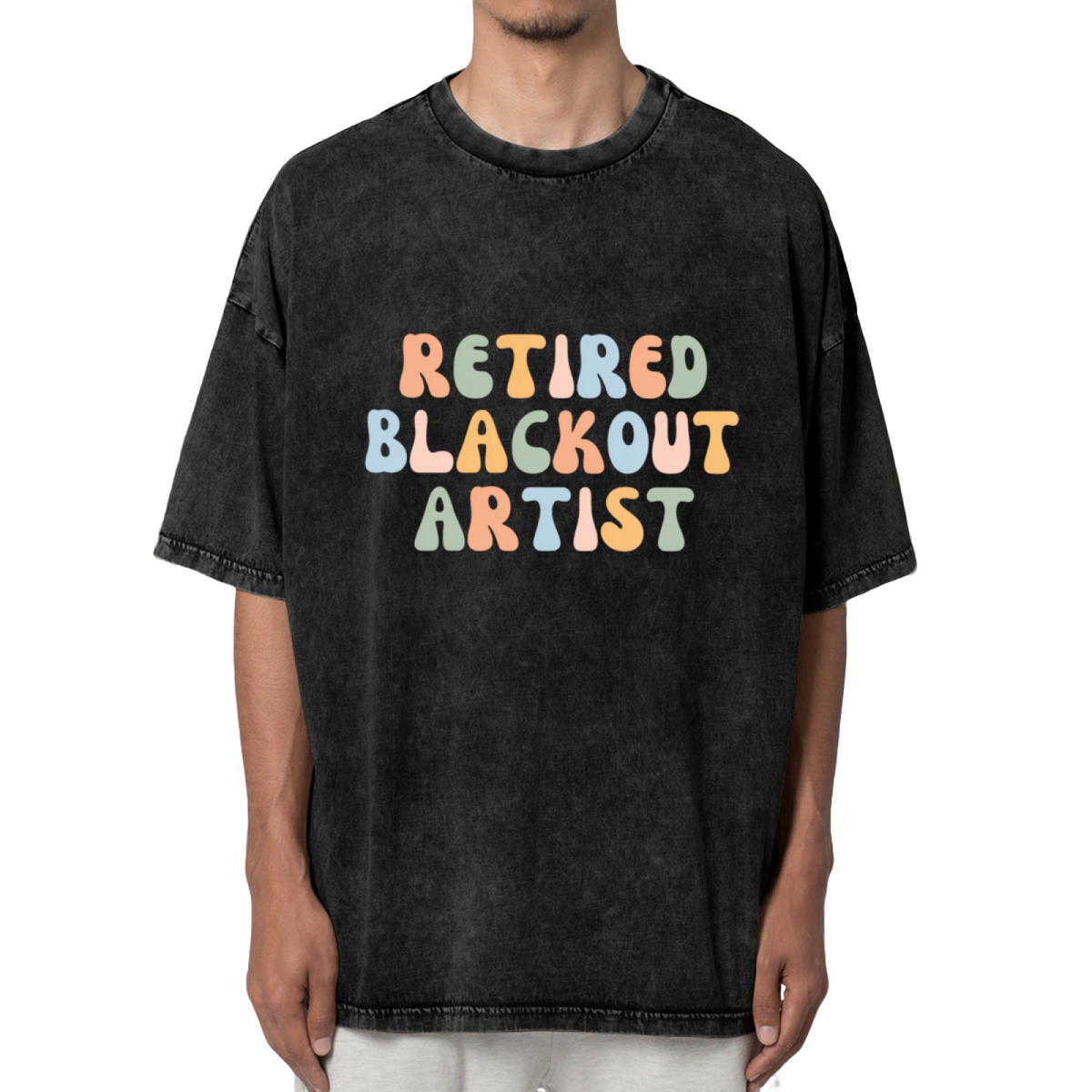 Unisex washed graphic T-shirt with Retired Blackout Artist themed design, product image
