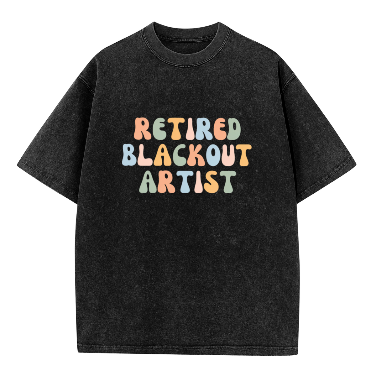 Unisex washed graphic T-shirt with Retired Blackout Artist themed design, product image
