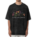 Product image of washed graphic T-shirt featuring 'Normalize Minds of All Kinds' statement design