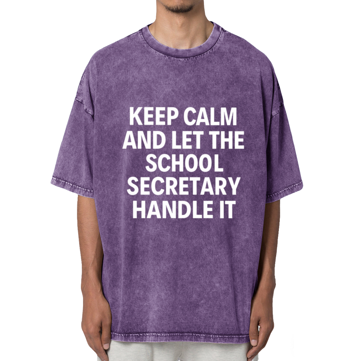 Keep Calm And Let The School Secretary Washed Graphic T-Shirt