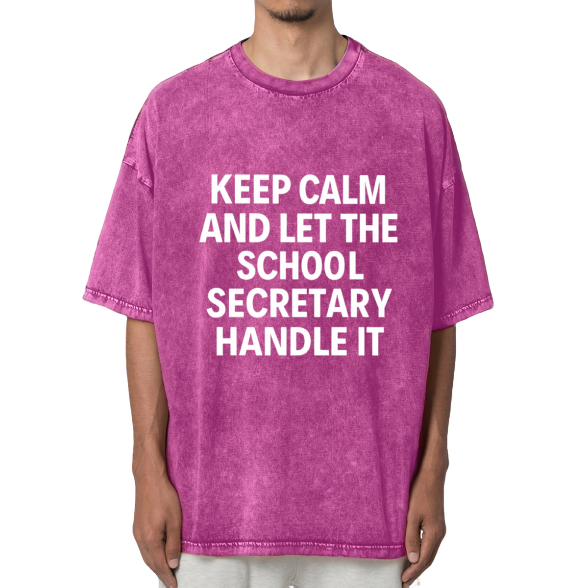 Keep Calm And Let The School Secretary Washed Graphic T-Shirt