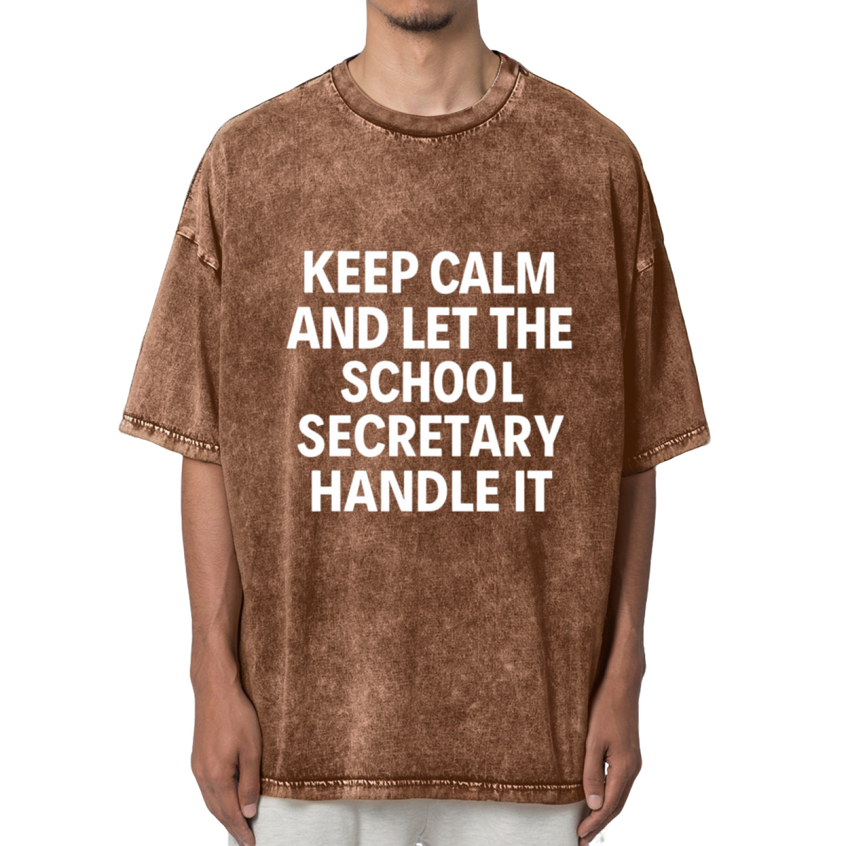 Keep Calm And Let The School Secretary Washed Graphic T-Shirt