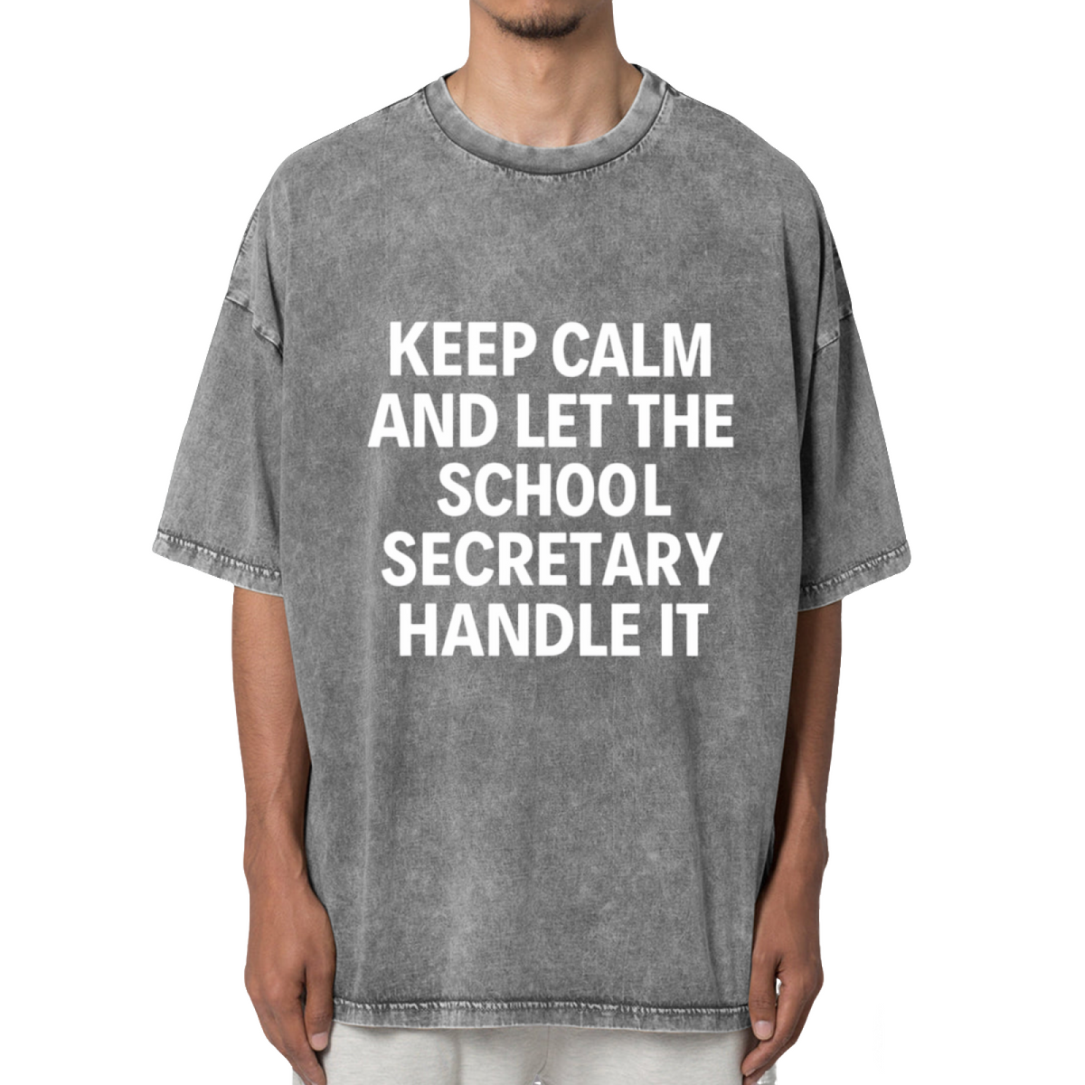 Keep Calm And Let The School Secretary Washed Graphic T-Shirt