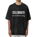 Unisex washed graphic T-shirt with Celebrate Neurodiversity themed design, product image