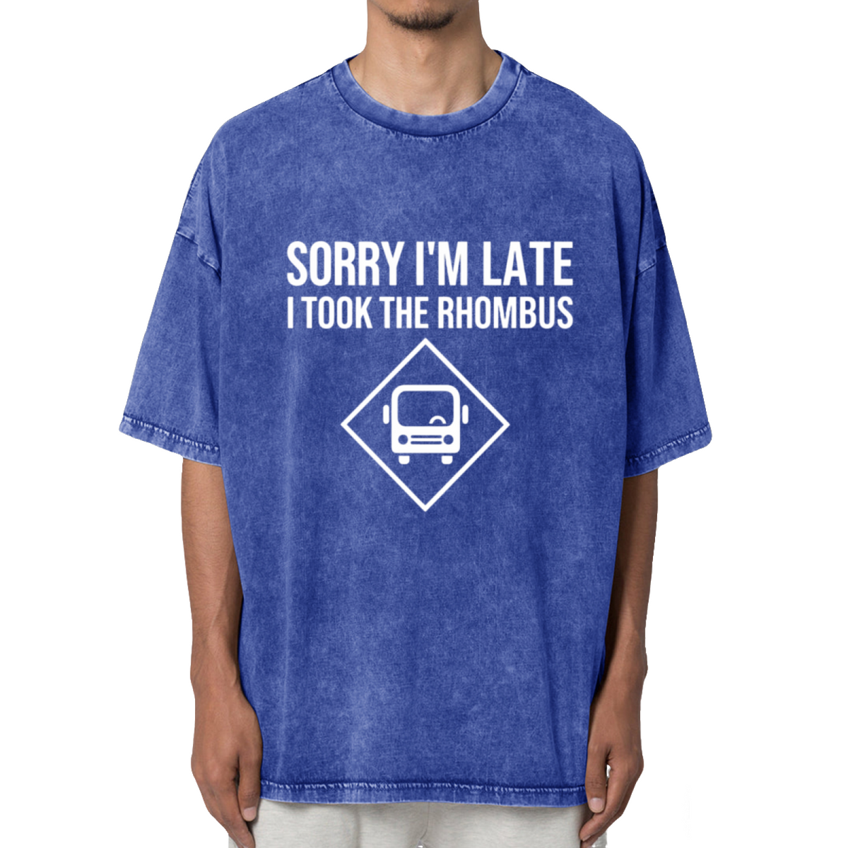 Sorry I'm Late I Took The Rhombus Funny Washed Graphic T-Shirt