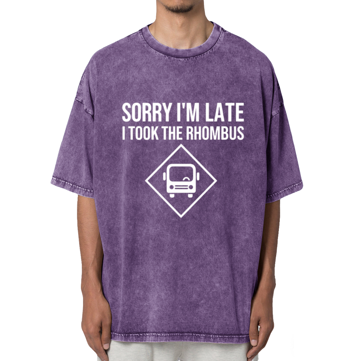 Sorry I'm Late I Took The Rhombus Funny Washed Graphic T-Shirt