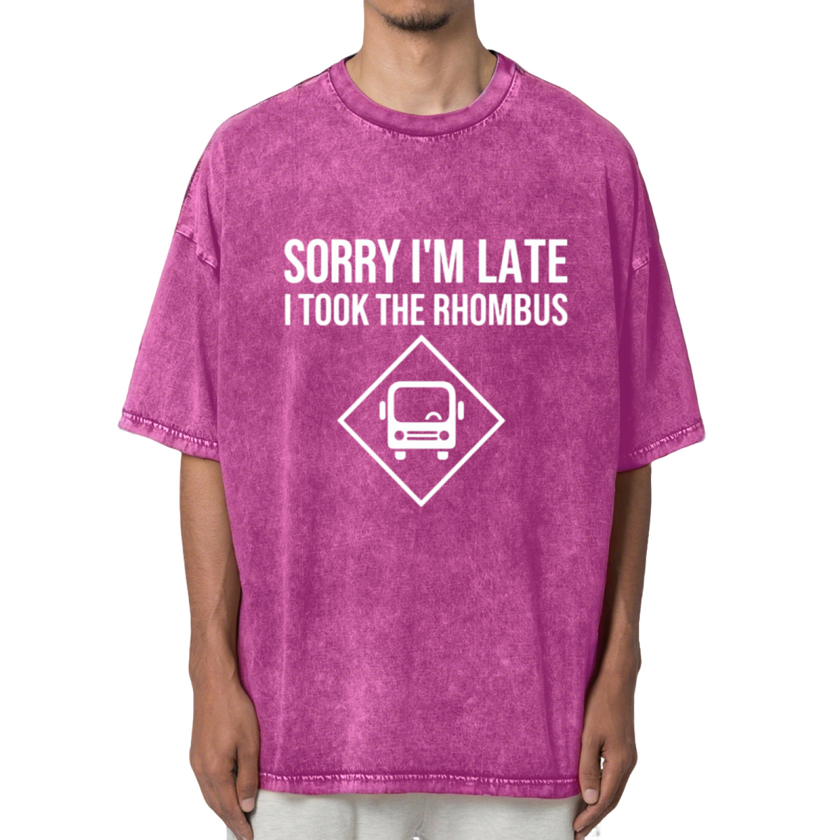 Sorry I'm Late I Took The Rhombus Funny Washed Graphic T-Shirt