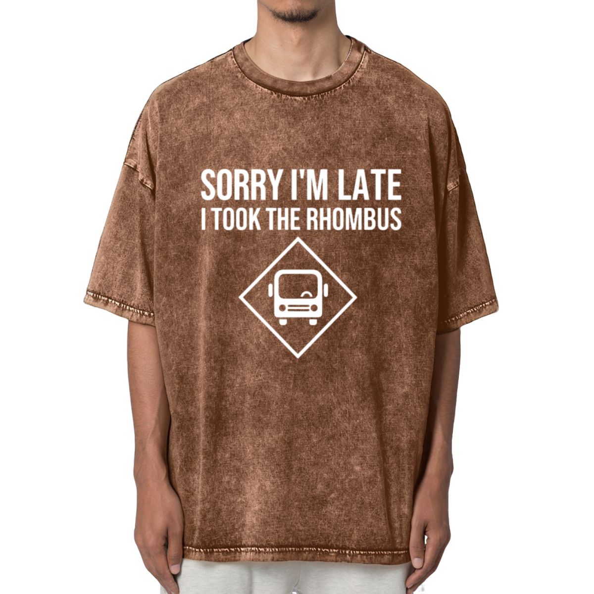 Sorry I'm Late I Took The Rhombus Funny Washed Graphic T-Shirt