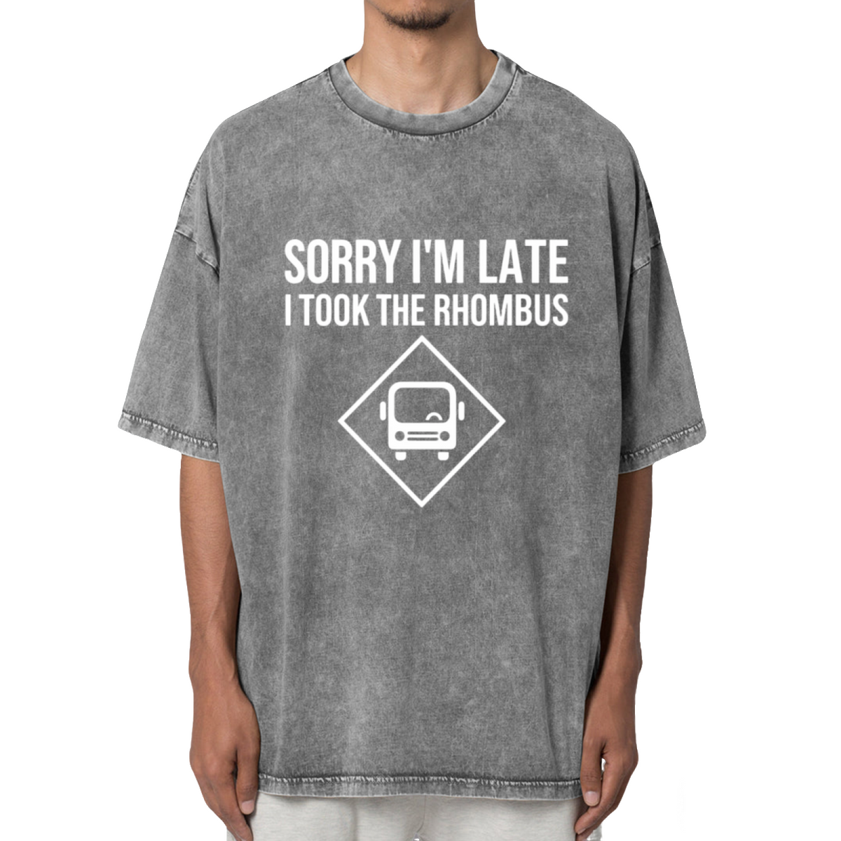 Sorry I'm Late I Took The Rhombus Funny Washed Graphic T-Shirt