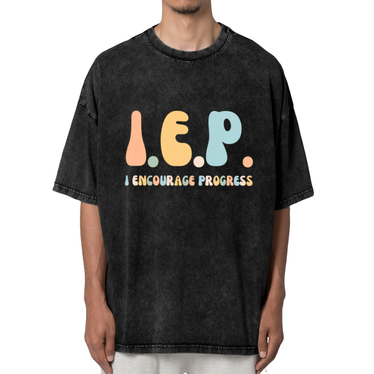 Unisex washed graphic T-shirt with Iep themed design, product image