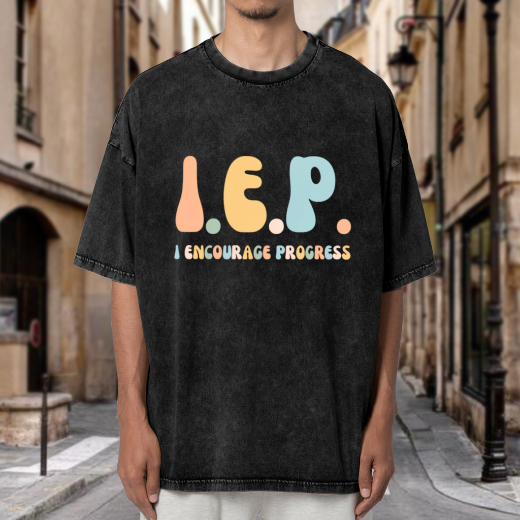 Unisex washed graphic T-shirt with Iep themed design, product image