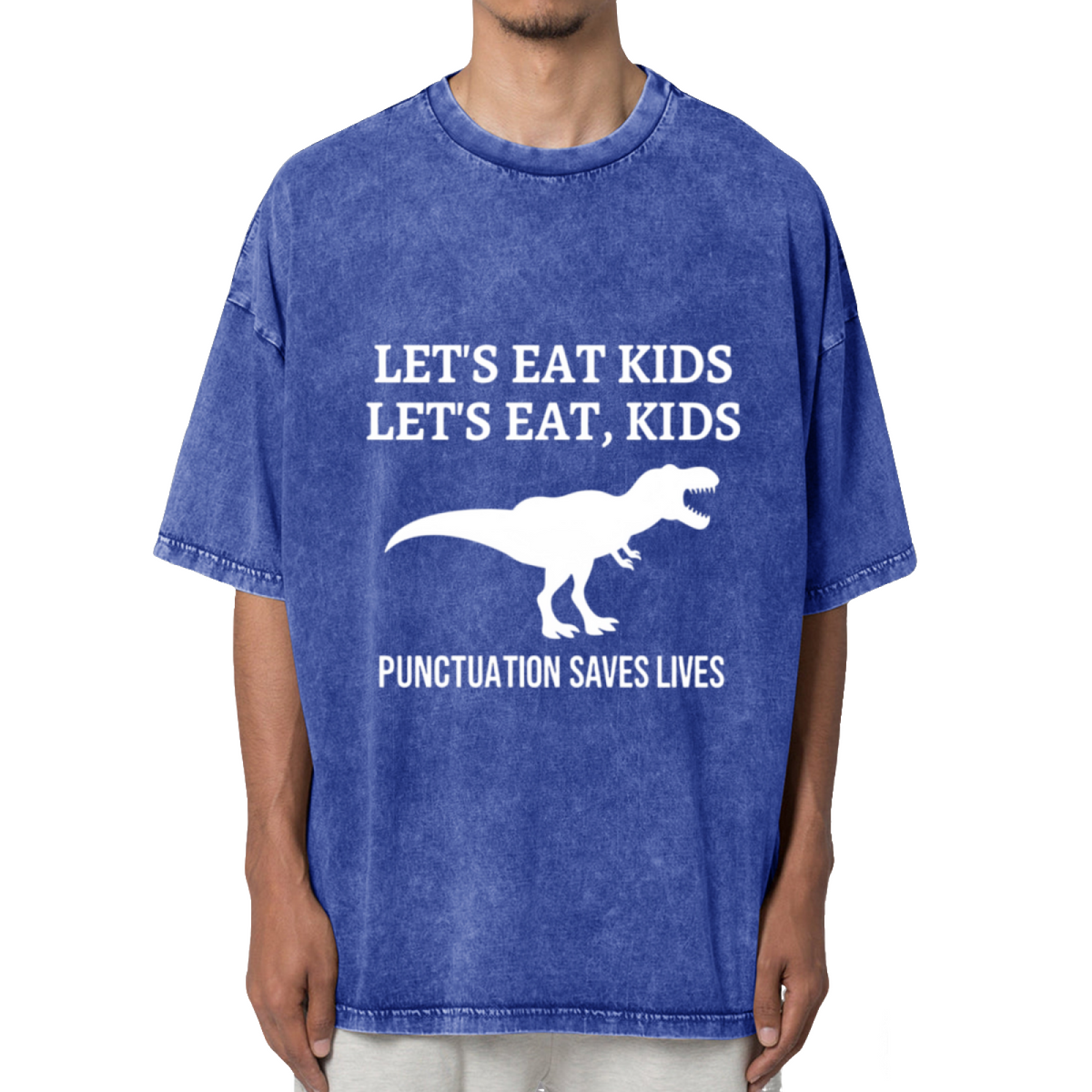 Let's Eat Kids Punctuation Saves Lives Washed Graphic T-Shirt