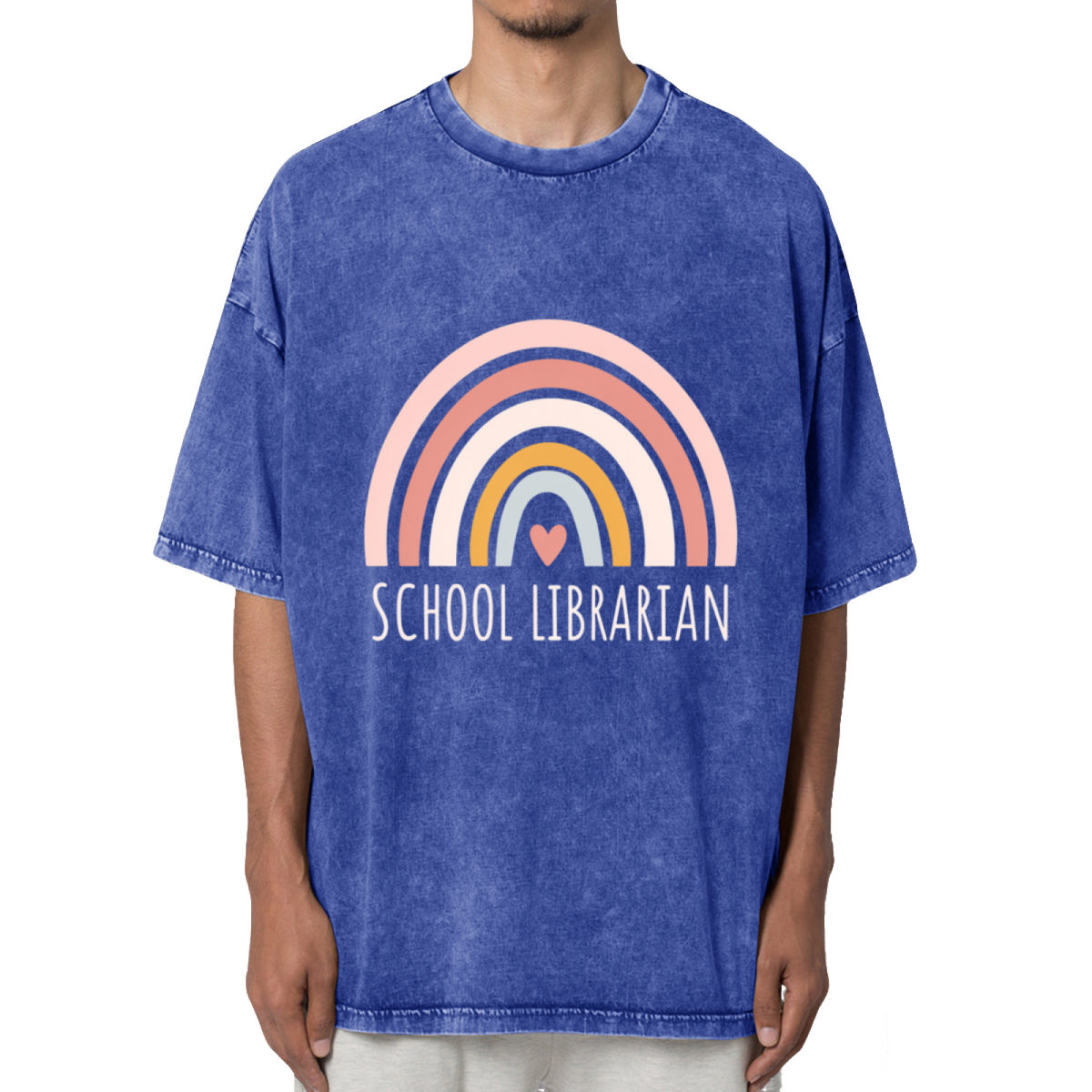 School Librarian Shirt Rainbow Shirt Washed Graphic T-Shirt
