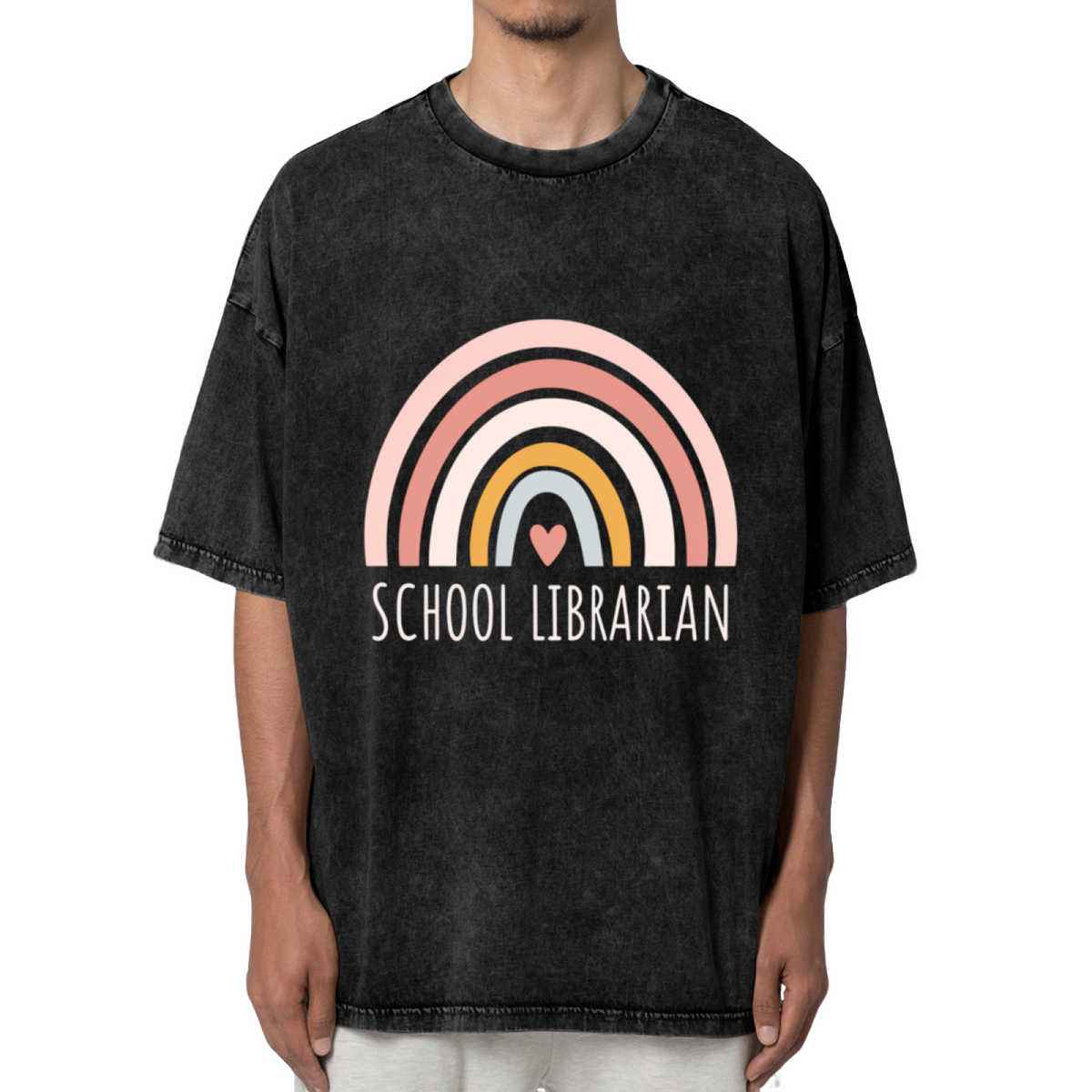 Unisex washed graphic T-shirt with School Librarian Shirt Rainbow Shirt School Librarian Gift Librarian Shirt Gift For Librarian Shirt Gift For School Librarian Back To School