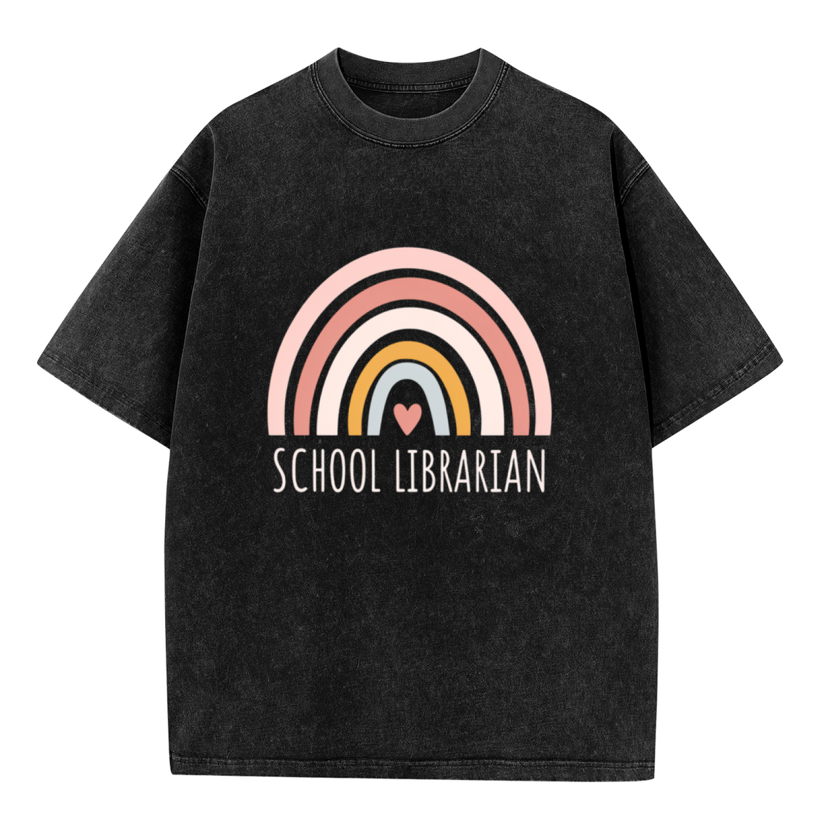Unisex washed graphic T-shirt with School Librarian Shirt Rainbow Shirt School Librarian Gift Librarian Shirt Gift For Librarian Shirt Gift For School Librarian Back To School