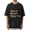 Unisex washed graphic T-shirt with Their There They're themed design, product image
