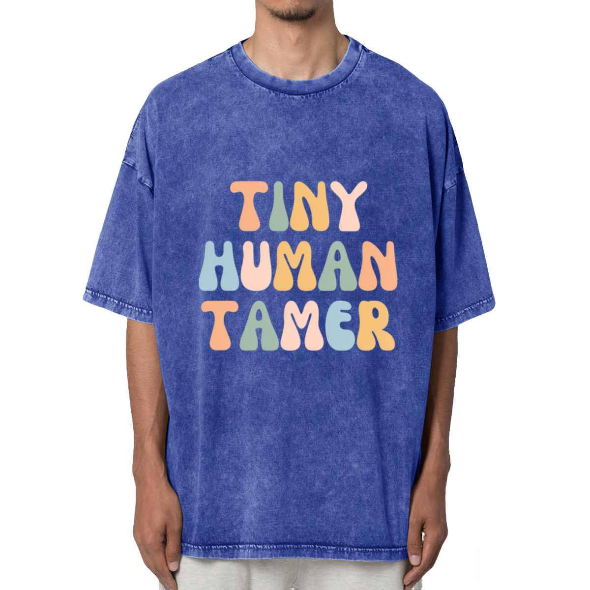 Tiny Human Tamer Shirt Funny Daycare Washed Graphic T-Shirt