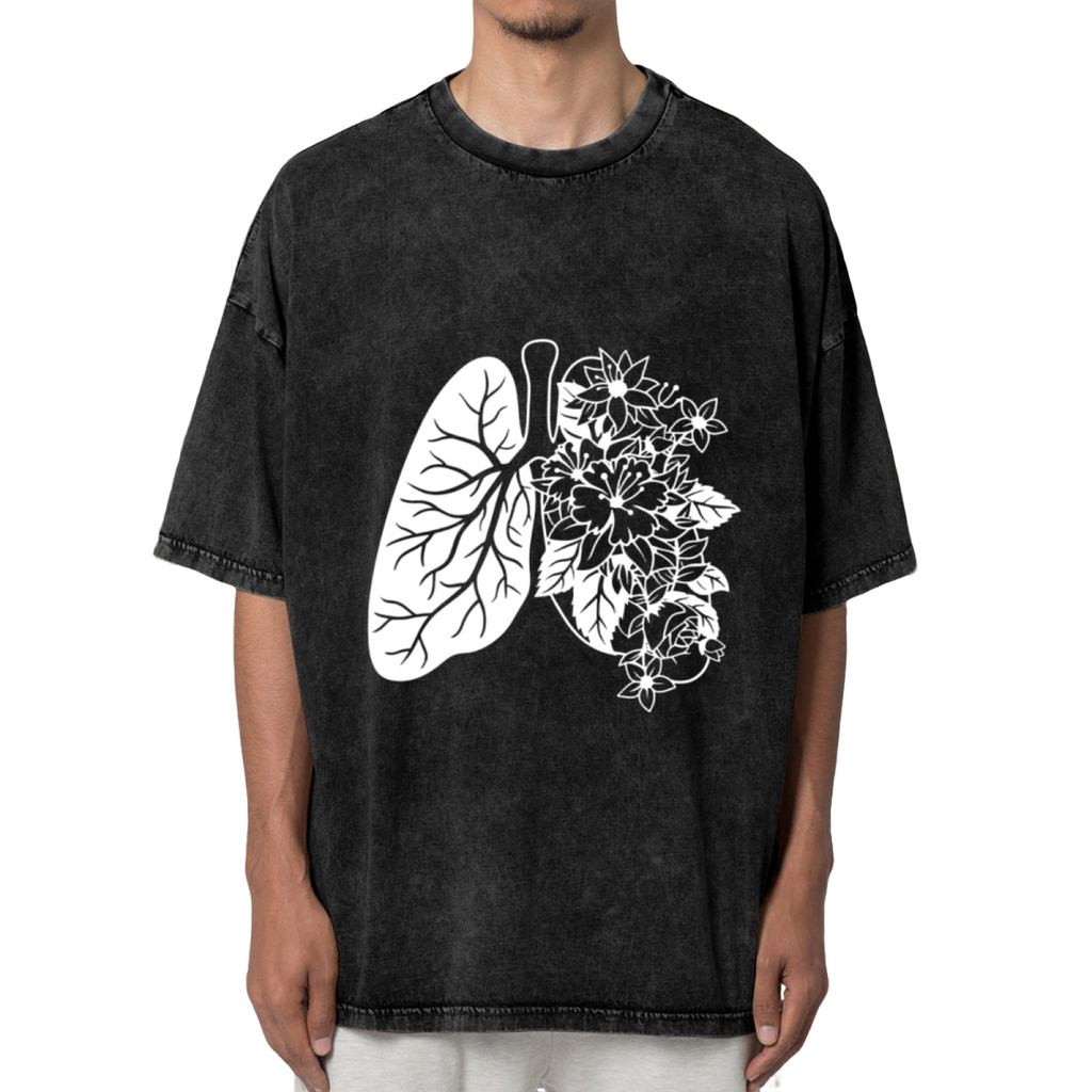 Unisex washed graphic T-shirt with Lung themed design, product image