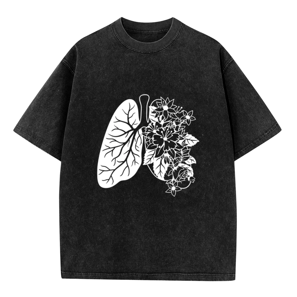 Unisex washed graphic T-shirt with Lung themed design, product image