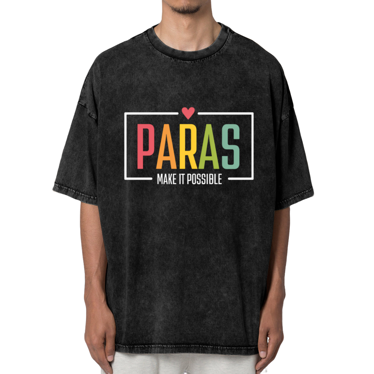Unisex washed graphic T-shirt with Paras Make It Possible themed design, product image