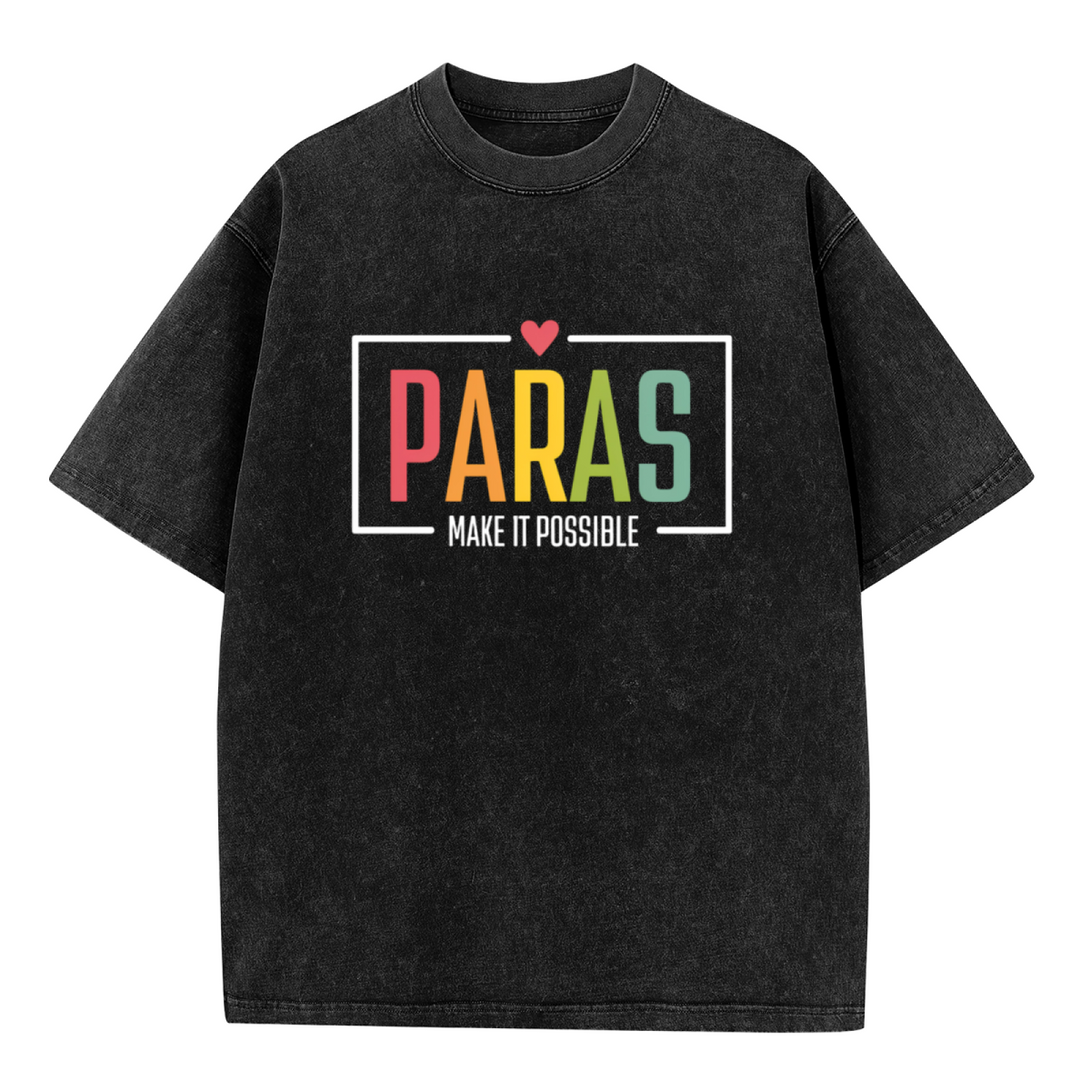 Unisex washed graphic T-shirt with Paras Make It Possible themed design, product image