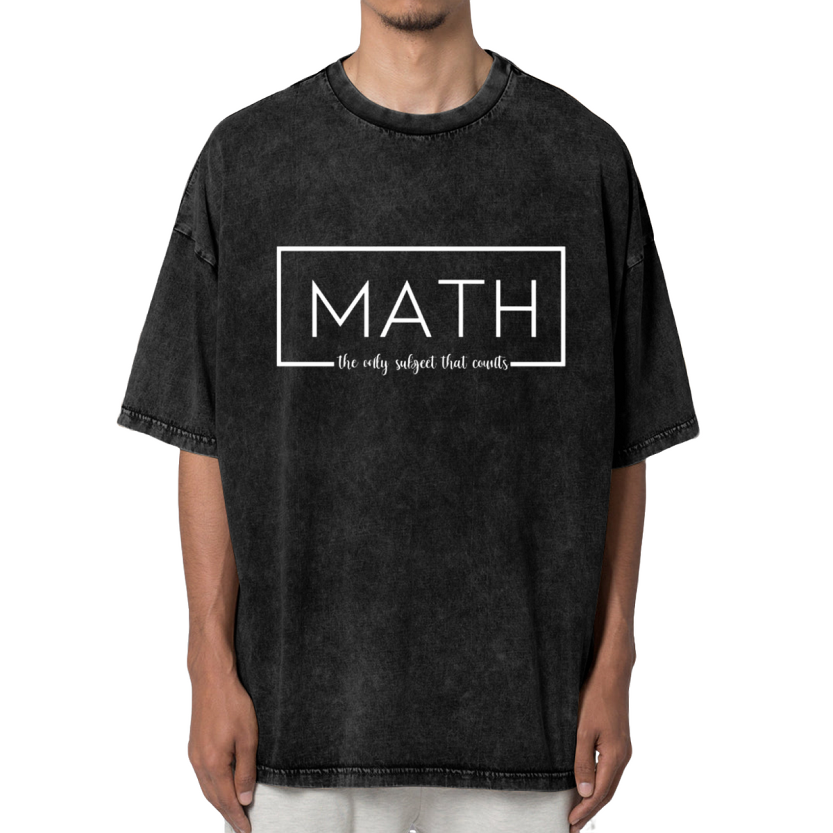 Unisex washed graphic T-shirt with Math The Only Subject That Counts themed design, product image